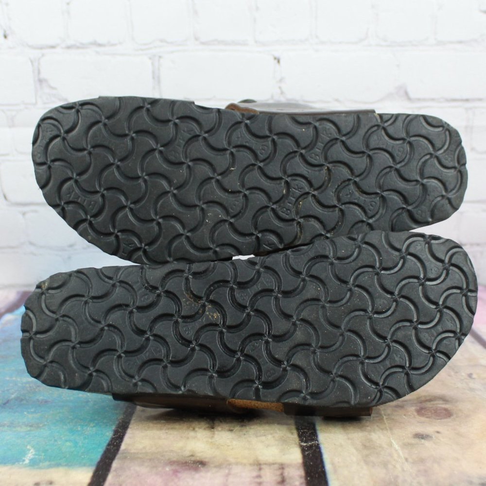 Birki's by Birkenstock Brown Leather Birko-Flor 2-Strap Flat Sandals Size 6 - Picture 9 of 9